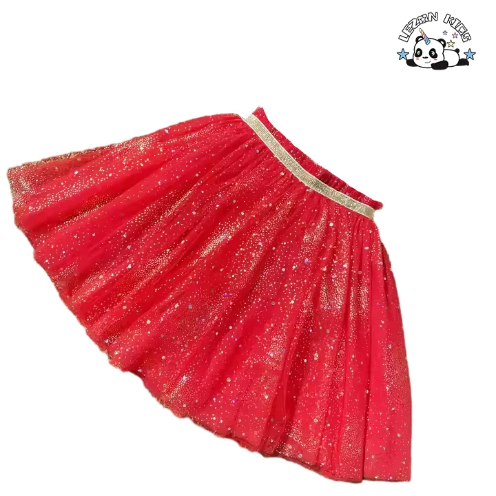 LEZONKIDS - Factory direct price small golden pattern printed cool sparkle tutu skirts for girls kids